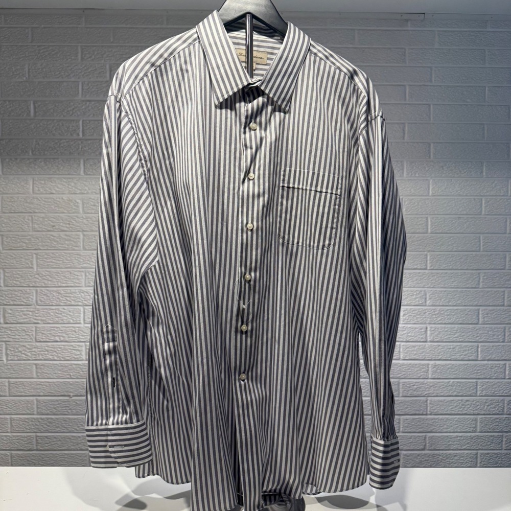 Tommy Bahama Mens Striped Dress Shirt 18 3435 Long Sleeve Button Down Casual
